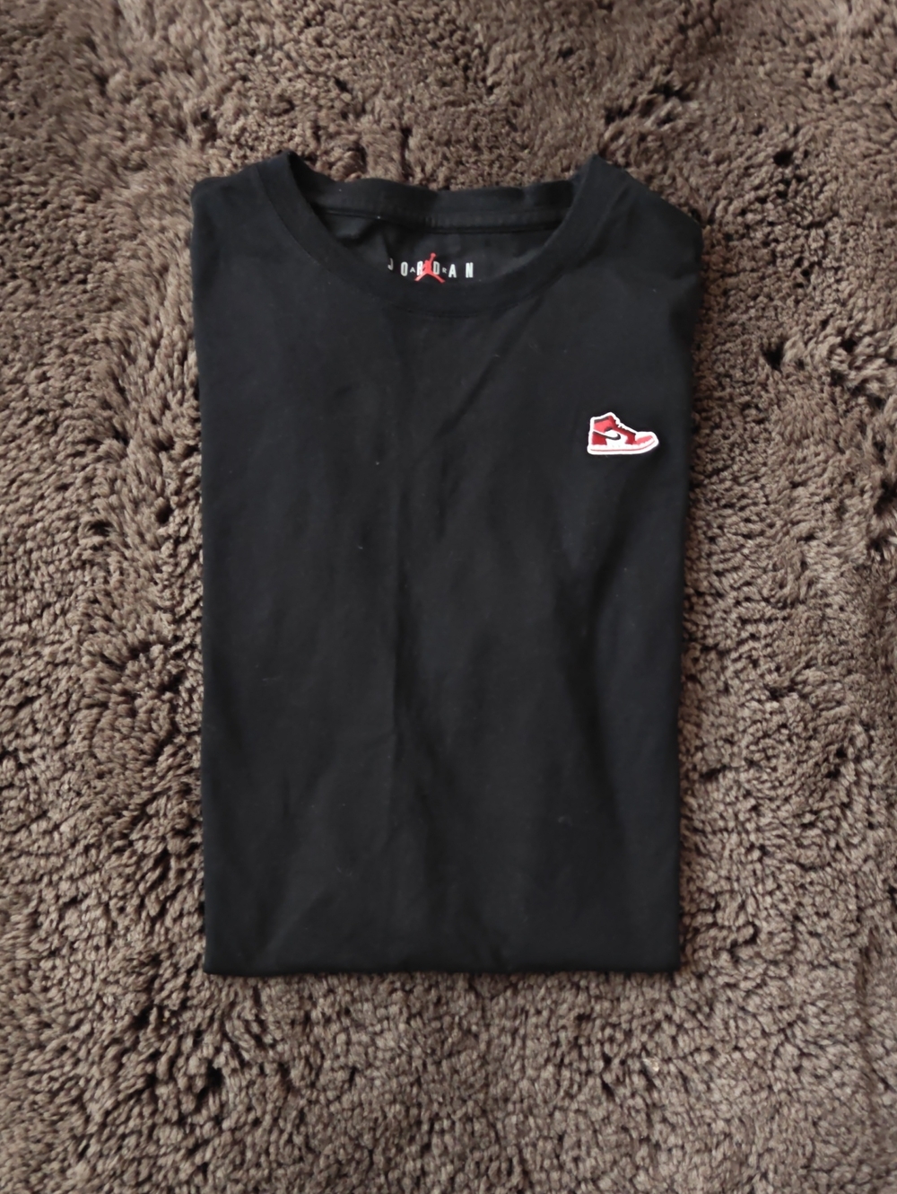 Jordan Black Short Sleeve Tee with Red Sneaker Patch